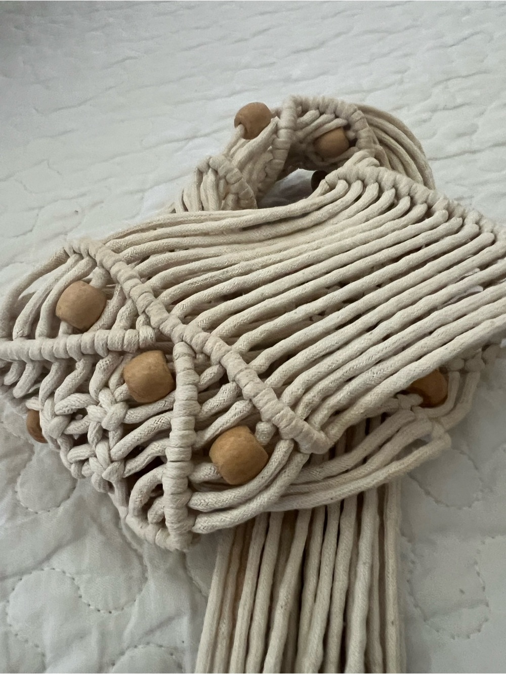 Free with Purchase! Macramé Belt Sash with Wooden Beads - Cream